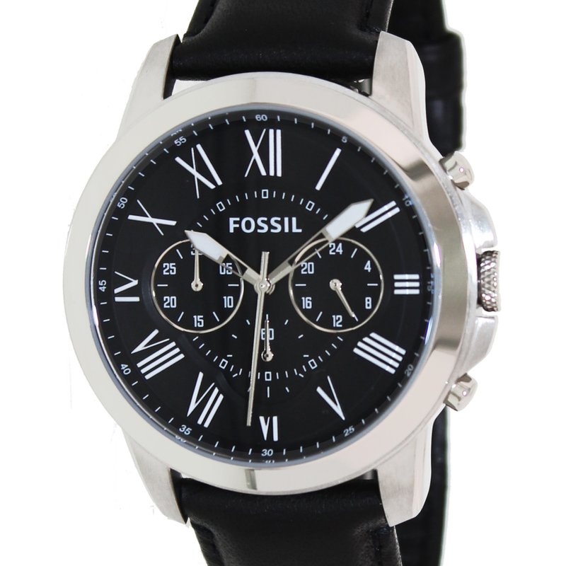 FOSSIL FOSSIL GRANT FS4812 ELEGANT JAPANESE MOVEMENT FASHIONABLE CHRONOGRAPH BLACK LEATHER WATCH