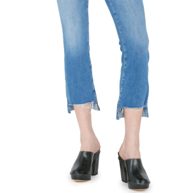 Shop Frame Le Crop Mini Boot Raw Stagger Chew Jeans In Blue