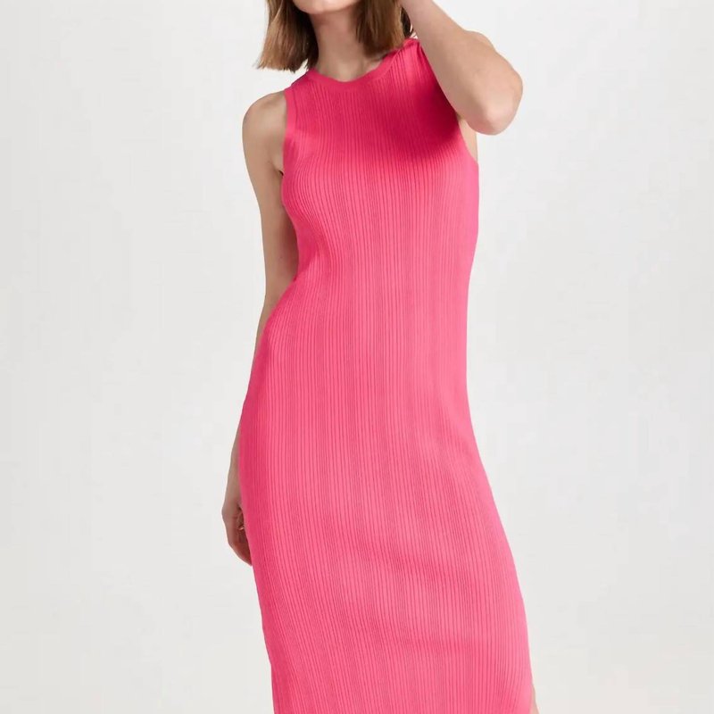 Shop Frame Mixed Rib Cutout Tank Dress In Flamingo In Pink