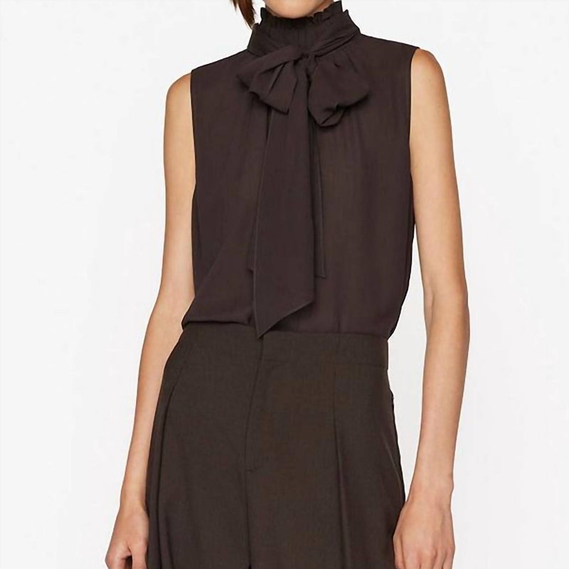 Frame Sleeveless Bow Blouse In Brown