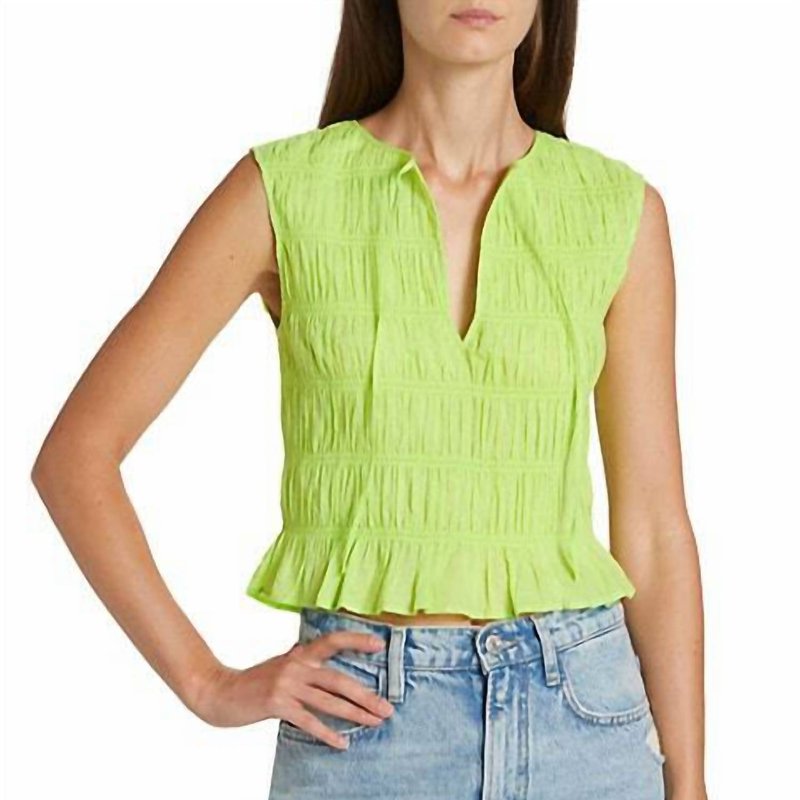 Shop Frame Sleeveless Shirred Top In Green