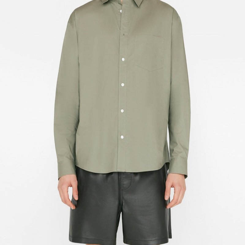 Frame Soft Cotton Long Sleeve Shirt In Green