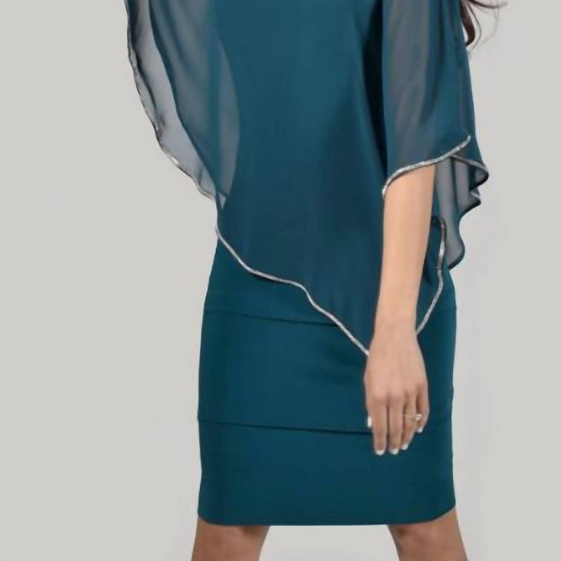 Shop Frank Lyman Layered Dress With Overlay In Green
