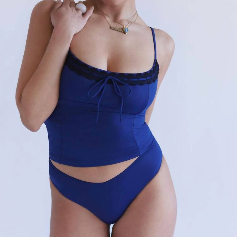Shop Frankies Bikinis X Sydney Sweeney Noemi Cheeky Bikini Bottom In Blue