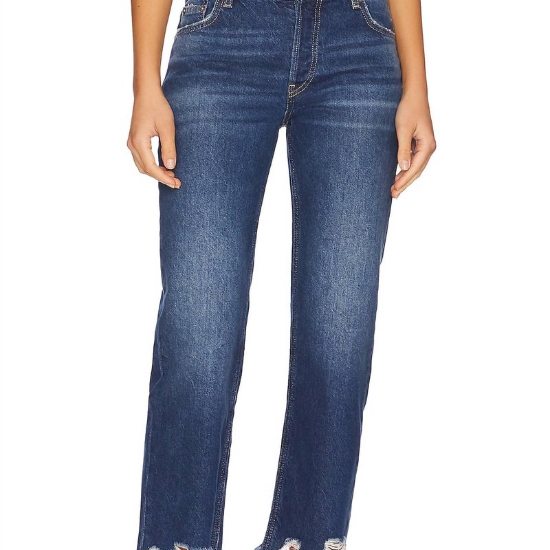 Shop Free People Maggie Mid Rise Straight Jeans In Blue