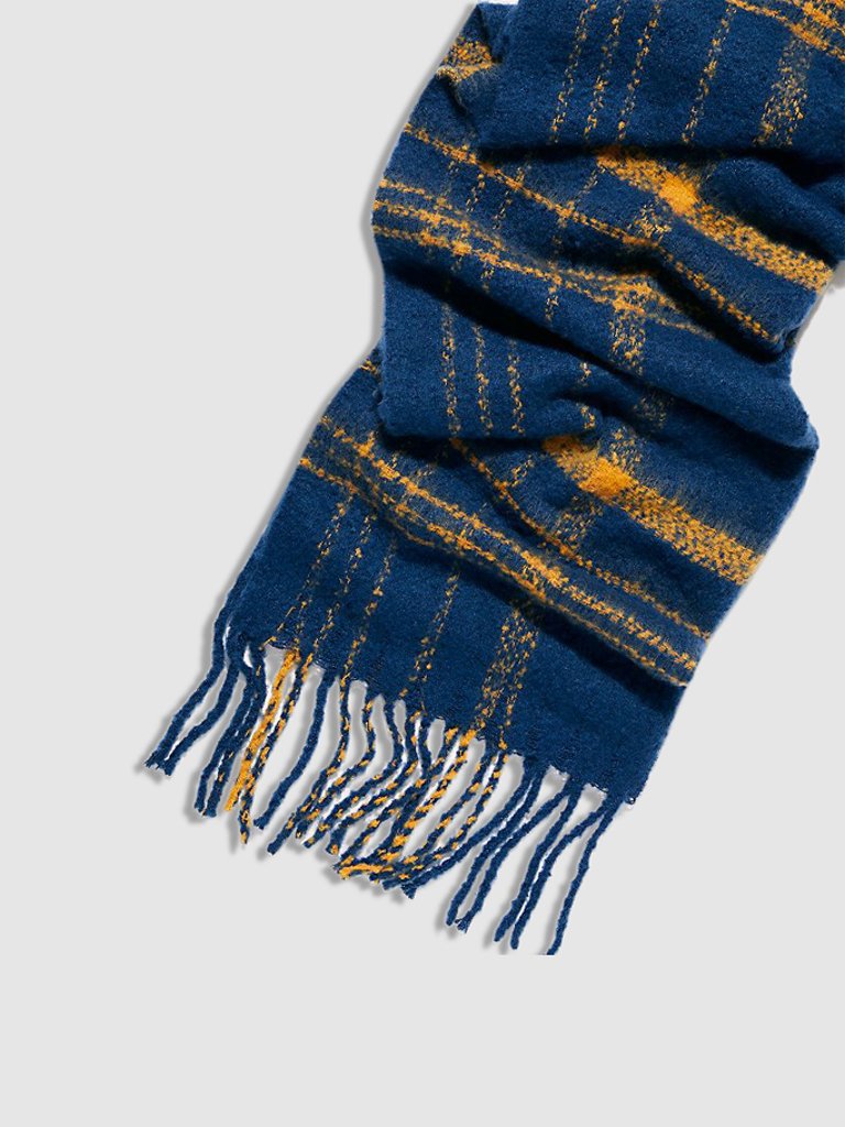 Prep Brushed Plaid Scarf - Navy Combo