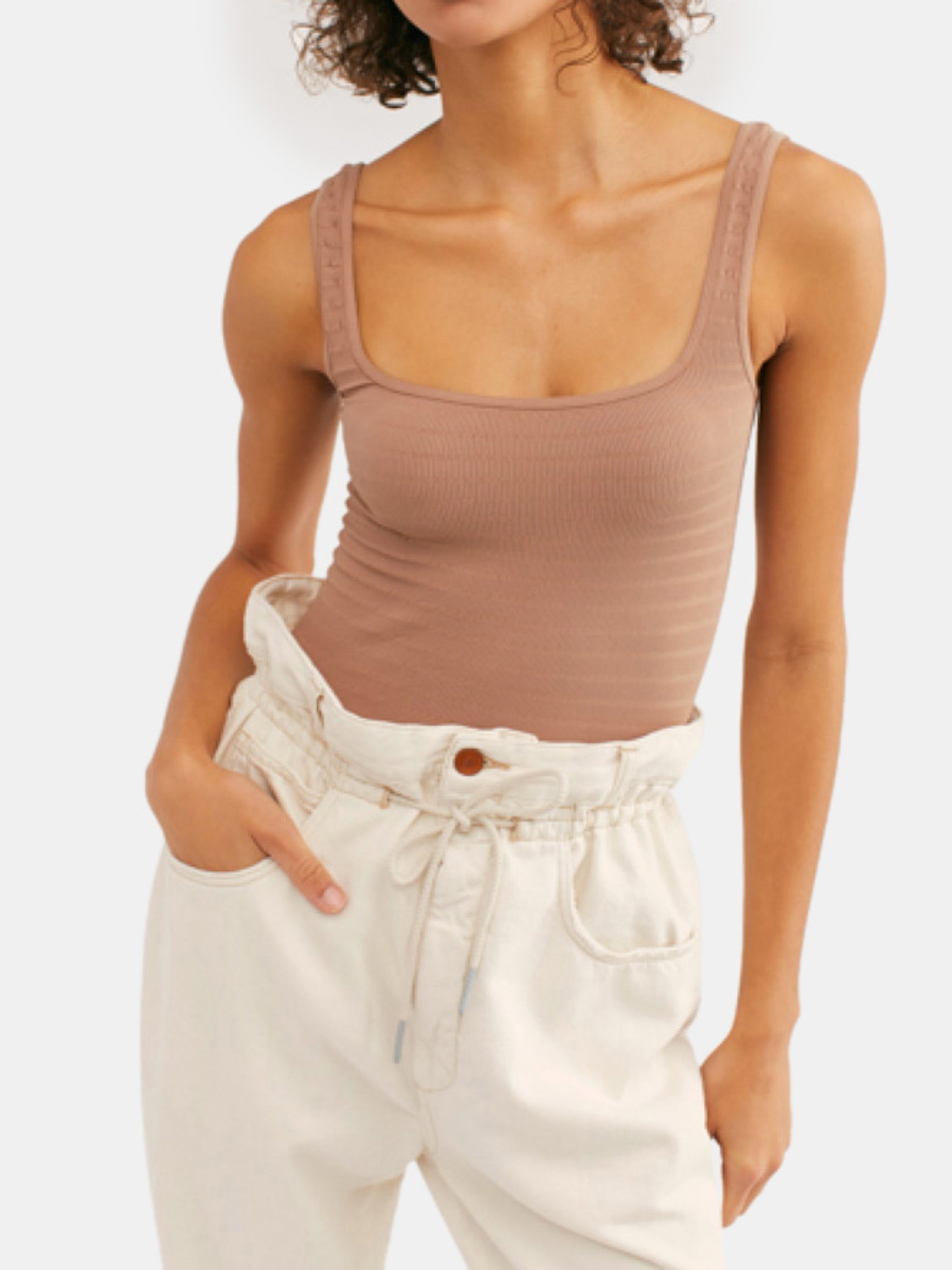 Free People Square One Seamless In Taupe
