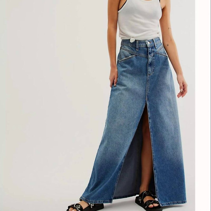 Shop Free People We The Free Come As You Are Denim Maxi Skirt In Blue