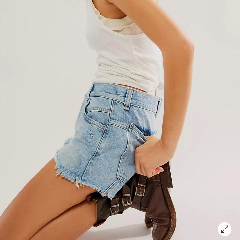 Shop Free People We The Free Now Or Never Denim Shorts In Blue