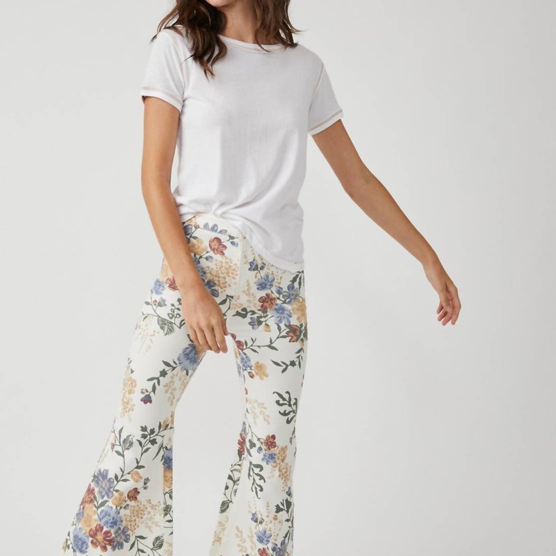 Shop Free People Youthquake Printed Crop Flare Jeans In White
