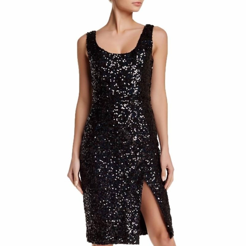 Shop French Connection Cosmic Sparkle Sequin Sheath Sleeveless Cocktail Dress In Black