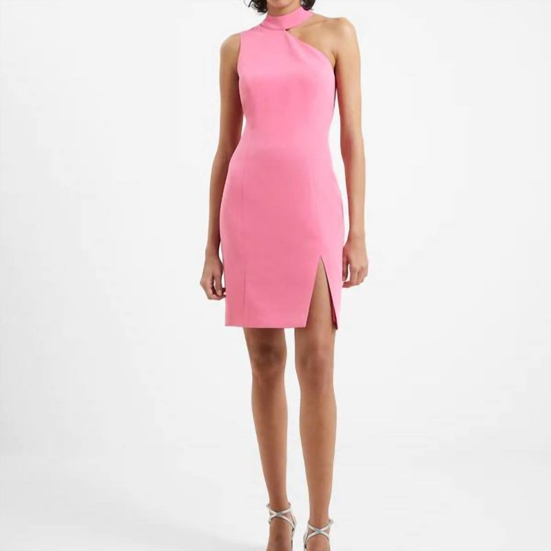 French Connection Echo One Shoulder Dress In Pink