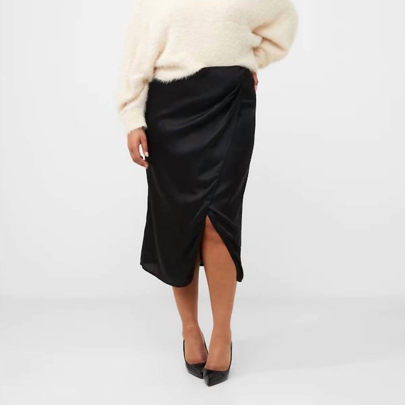 Shop French Connection Inu Satin Midi Skirt In Black