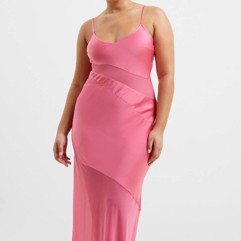 Shop French Connection Inu Satin Strappy Dress In Camellia Rose In Pink