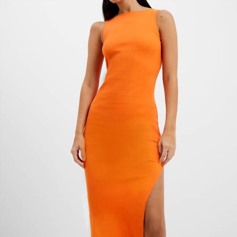 Shop French Connection Rassia Organic Rib Slash Dress In Orange