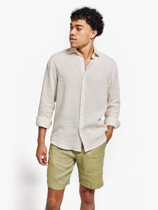 Frescobal_carioca Antonio Long Sleeve Linen Shirt In Brown