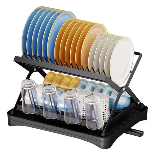 Shop Fresh Fab Finds 2 Tier Dish Drying Rack With Cup Holder Foldable Dish Drainer Shelf For Kitchen Countertop Rustproof