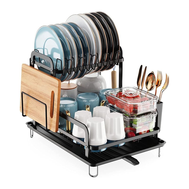 Shop Fresh Fab Finds 2-tier Kitchen Dish Drying Rack With Detachable Drainboard