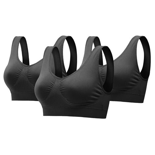 Shop Fresh Fab Finds 3 Pack Sport Bras For Women Seamless Wire-free Bra Light Support Tank Tops For Fitness Workout Sport In Black