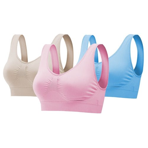 Shop Fresh Fab Finds 3 Pack Sport Bras For Women Seamless Wire-free Bra Light Support Tank Tops For Fitness Workout Sport In Pink