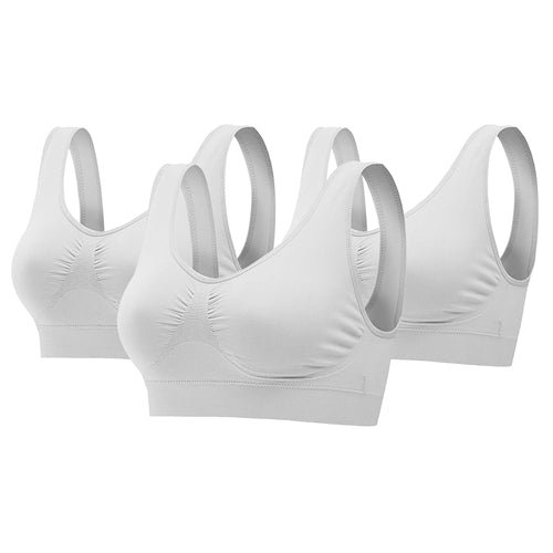 Shop Fresh Fab Finds 3 Pack Sport Bras For Women Seamless Wire-free Bra Light Support Tank Tops For Fitness Workout Sport In White