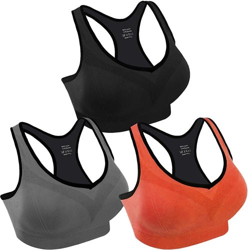 Shop Fresh Fab Finds 3 Packs Women Padded Sports Bras Yoga Fitness Push Up Bra Female Top For Gym Running Workout Trainin In Black