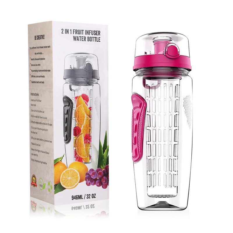 Shop Fresh Fab Finds 32oz Fruit Infuser Water Bottle With Flip Top Lid In Pink