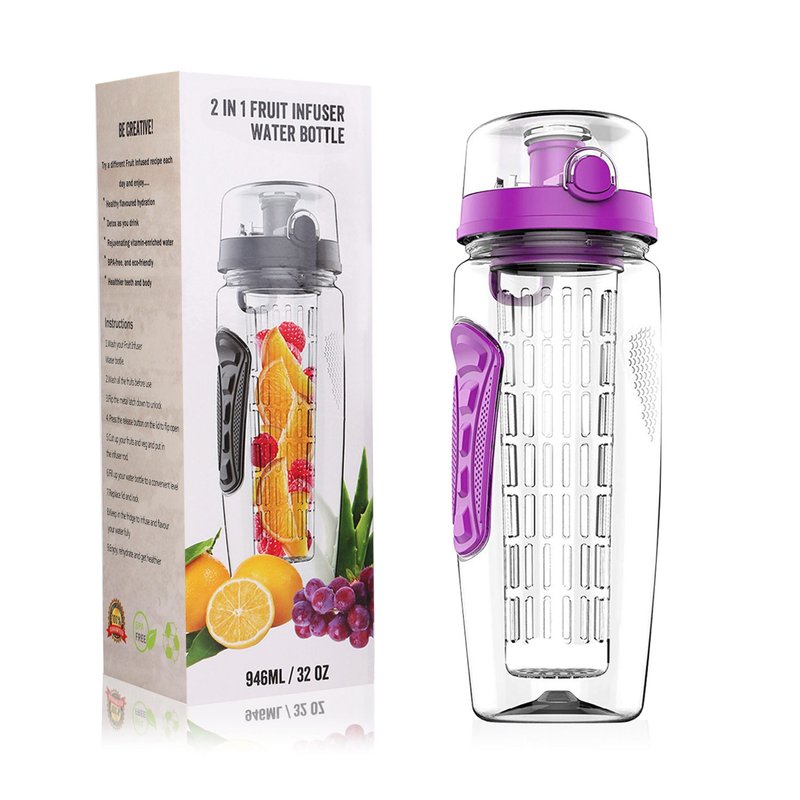 Shop Fresh Fab Finds 32oz Fruit Infuser Water Bottle With Flip Top Lid In Purple