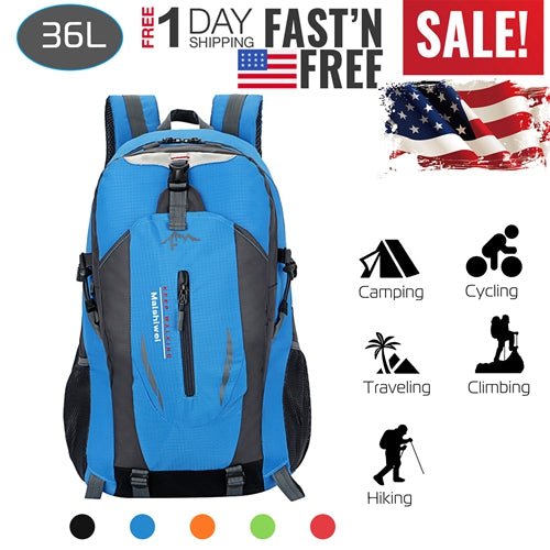 Shop Fresh Fab Finds 36l Outdoor Backpack Waterproof Daypack Travel Knapsack In Blue