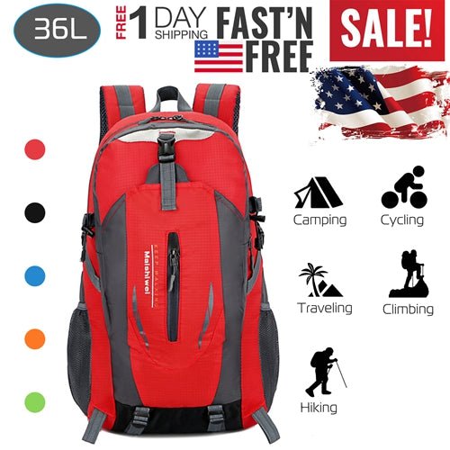 Shop Fresh Fab Finds 36l Outdoor Backpack Waterproof Daypack Travel Knapsack In Red