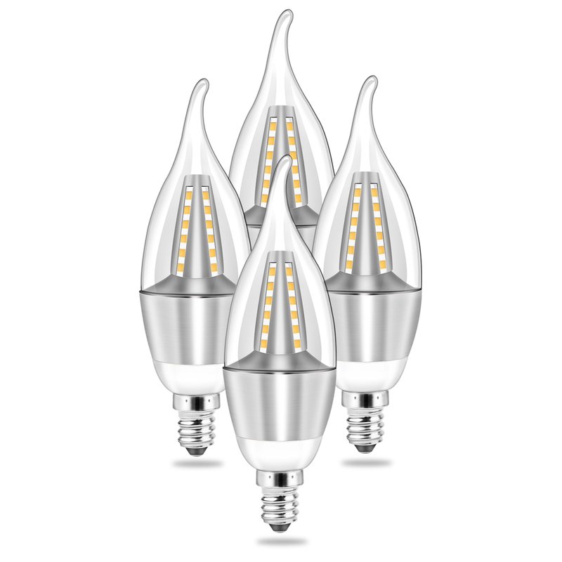 Shop Fresh Fab Finds 4pcs 5w E12 Candelabra Bulbs, 600 Lm, 50w Equivalent, 3000k Warm White, Non-dimmable