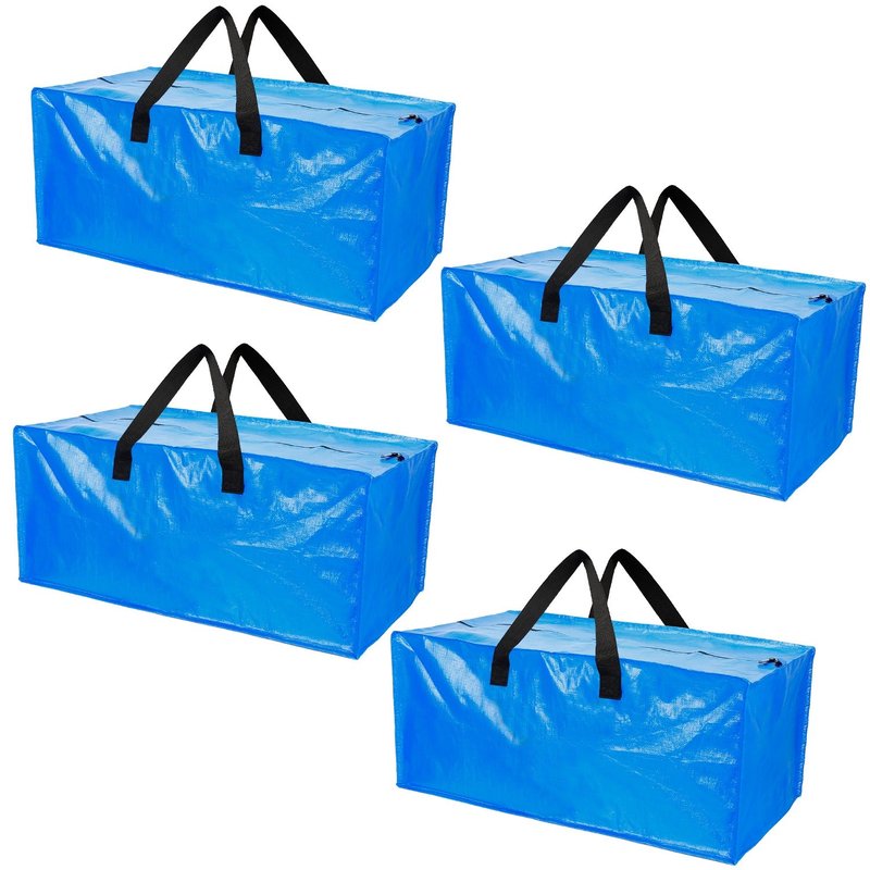 Shop Fresh Fab Finds 4pcs Moving Bags Heavy Duty Container Reusable Plastic Totes Blue Moving Bin Zippered Storage Bag
