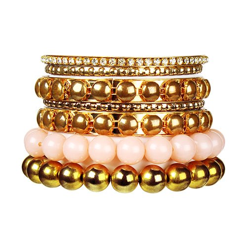 Shop Fresh Fab Finds 7-piece Retro Burnished Gold Inlaid Rhinestones Bangle Bracelet Set