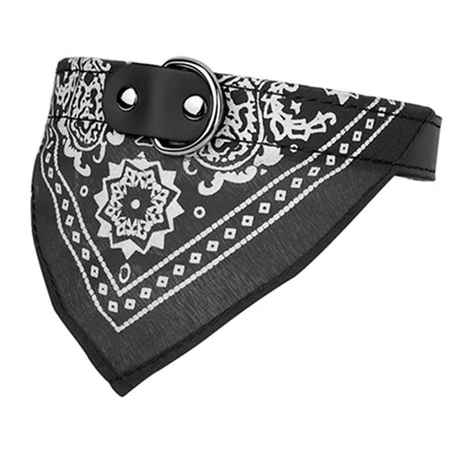 Shop Fresh Fab Finds Adjustable Bandana Leather Pet Collar Triangle Scarf In Black
