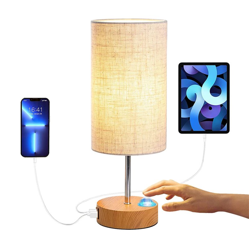 Shop Fresh Fab Finds Dimmable 3-way Touch Table Lamp, Bedroom Nightstand Light With Usb Ports & Led Bulb