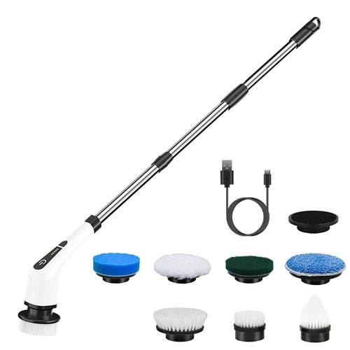 Shop Fresh Fab Finds Electric Spin Scrubber Cordless Rechargeable Telescopic Cleaning Brush 8 Replaceable Heads 2 Speed A