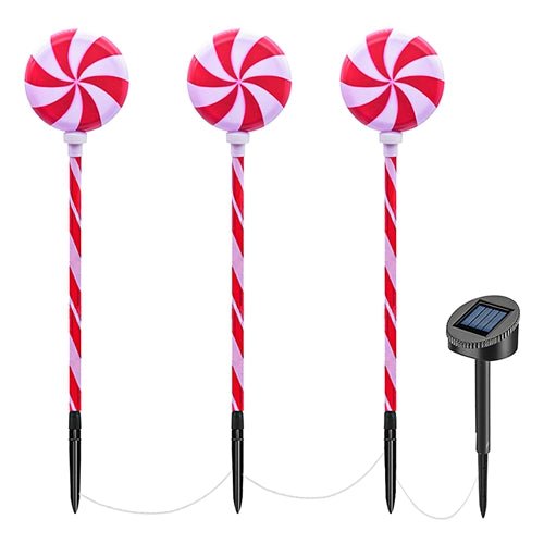 Shop Fresh Fab Finds Solar Christmas Candy Light Set Of 3 Ip65 Waterproof Solar Lollipops Stake Lamp For Outdoor Christma