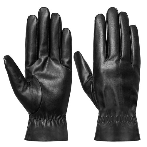 Shop Fresh Fab Finds Unisex Leather Winter Warm Gloves Outdoor Windproof Soft Gloves Cycling Skiing Running Cold Winter G In Black