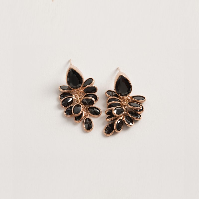 Freya Petite Black And Rose Gold Crystal Drops In Pink