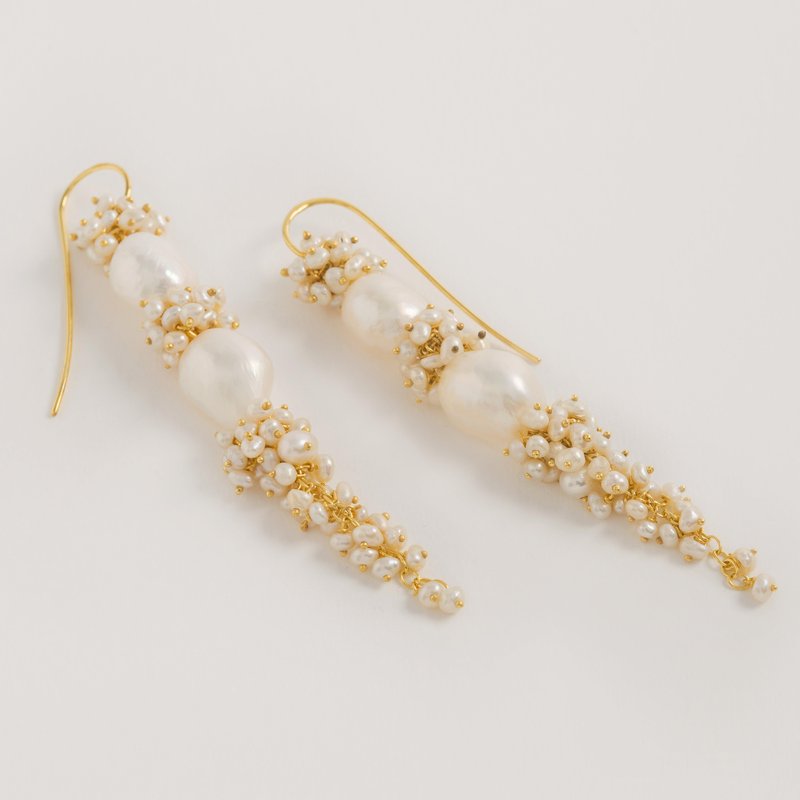 Freya Rose Baroque Pearl Long Drops Earrings In Gold