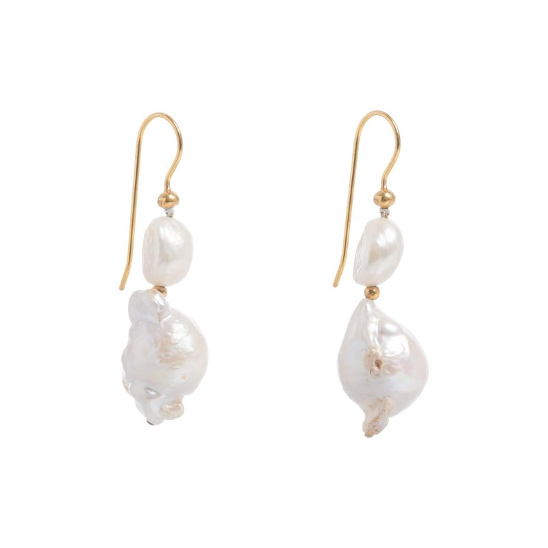 Freya Rose Baroque Pearl Mid Drops Earrings In White