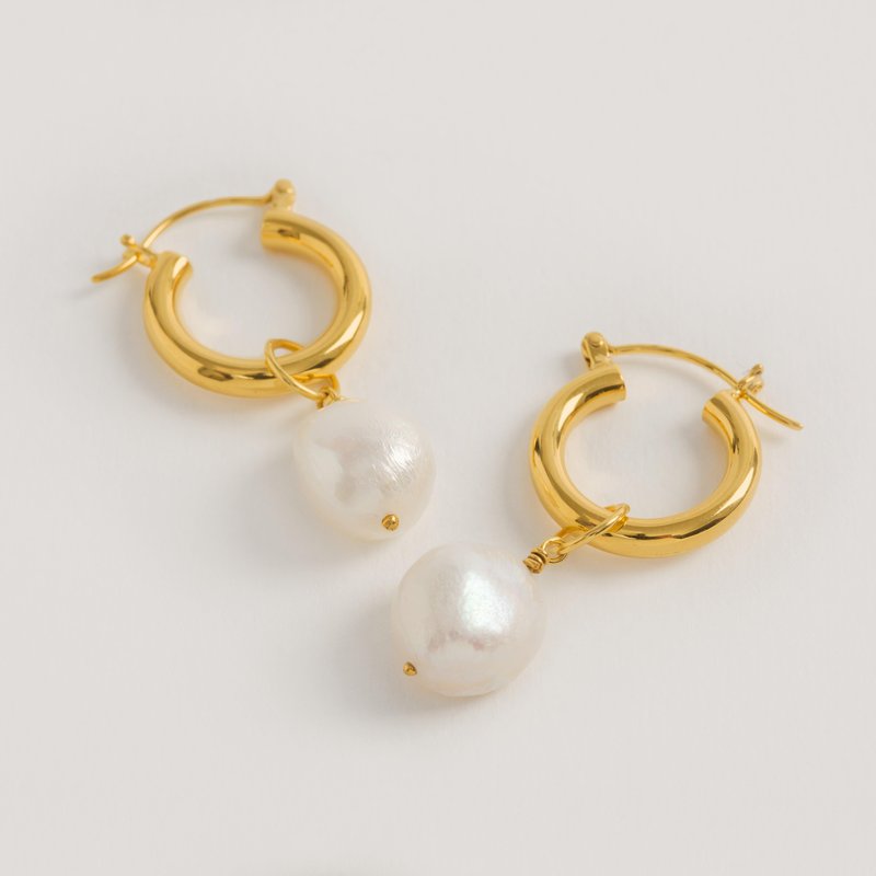 Shop Freya Rose Gold Mini Hoops With Baroque Pearls