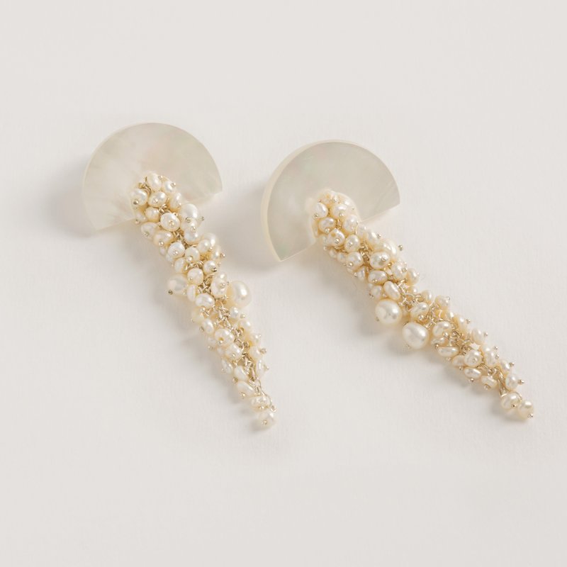 Shop Freya Rose Hakuro Silver Mother Of Pearl And Pearl Long Drops In White