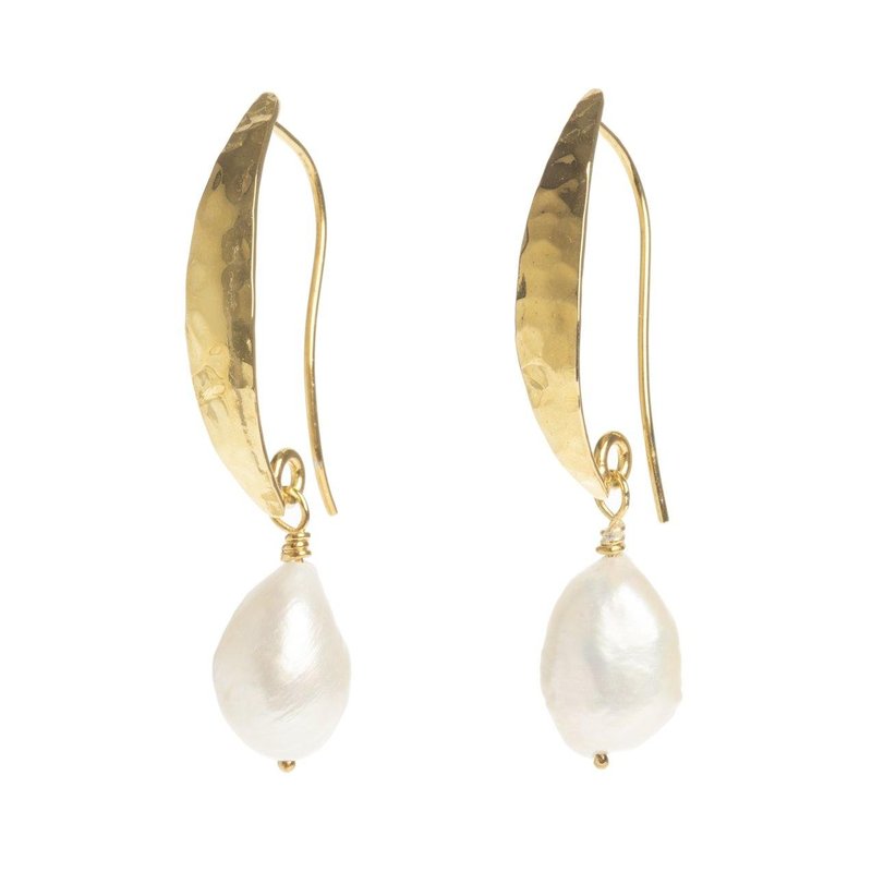 Freya Rose Hammered Gold Baroque Pearl Earrings
