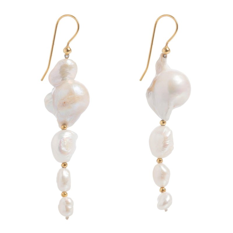 Freya Rose Large Baroque Pearl Drops Earings In White