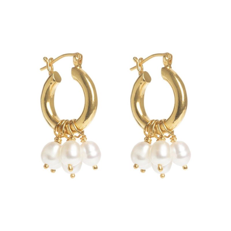 Freya Rose Mini Hoops With Detachable Pearls Earrings In Gold