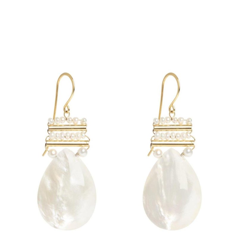 Shop Freya Rose Pearl And Mother Of Pearl Pear Drops In Gold