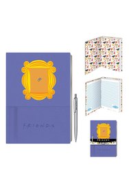 Friends Premium Frame A5 Notebook & Pen Set (Purple/Yellow) (One Size) - Purple/Yellow