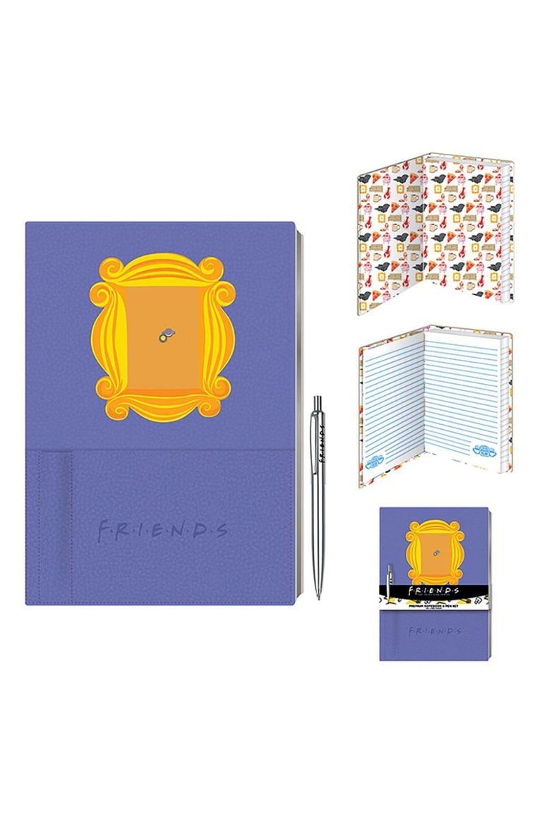 Friends Premium Frame A5 Notebook & Pen Set (Purple/Yellow) (One Size) - Purple/Yellow