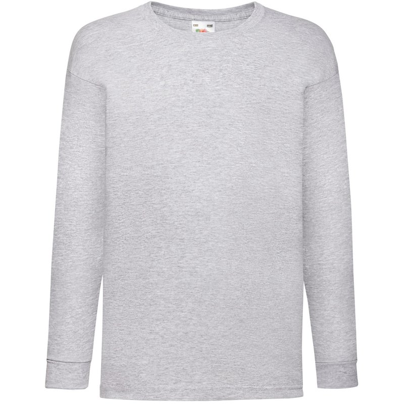Shop Fruit Of The Loom Childrens Valueweight Long Sleeve T-shirt In Grey